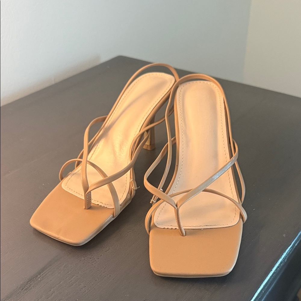 Elegant Tan Strappy Women's Heels